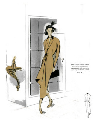 French Fashion, Woollen Hazelnut Coat Dress Design For The Late 1940S by William Hole Pricing Limited Edition Print image