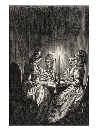 French Aristocratic Ladies At A Gaming Table, Playing Cards By Candlelight by Cecil Alden Pricing Limited Edition Print image