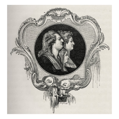 King Louis Xvi - Profile Portrait With His Wife Queen Marie-Antoinette And Their Son The Dauphin by Norman Little Pricing Limited Edition Print image