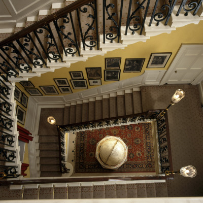 10 Downing Street, Main Staircase, Looking Down To Lady Thatcher's Globe by Mark Fiennes Pricing Limited Edition Print image