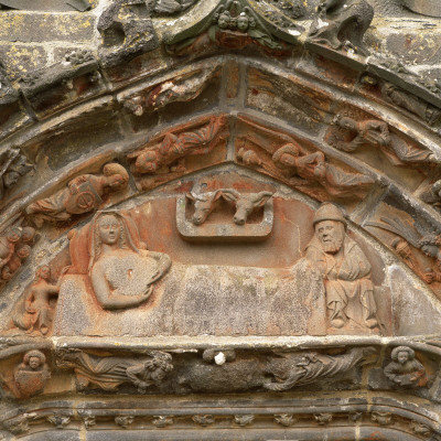 Sculptural Relief, La Martyre, Brittany, Mary And Joseph In The Stable And Surrounded By Angels by Joe Cornish Pricing Limited Edition Print image