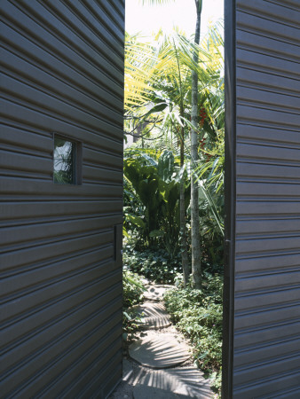 House For Brazilian Film Director, Sao Paolo, Entrance Door From Street, Architect: Isay Weinfeld by Alan Weintraub Pricing Limited Edition Print image