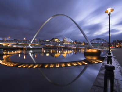 Gateshead Millennium Bridge With The Sage In The Background, Newcastle Upon Tyne, England by David Clapp Pricing Limited Edition Print image