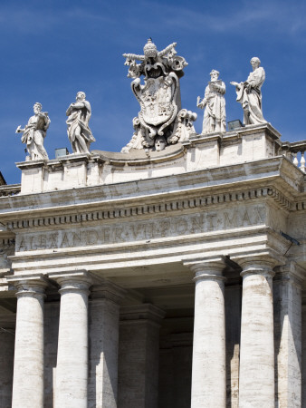 Statues Alof Columns In St Peters Square, St Peter's Basilica, Vatican City, Rome, Italy by David Clapp Pricing Limited Edition Print image