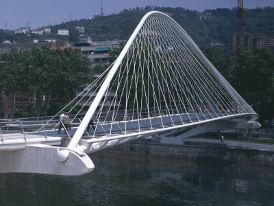 Caltrava Footbridge / Puente Del Campo Volantin, Bilbao, Spain, Architect: Santiago Calatrava by John Edward Linden Pricing Limited Edition Print image