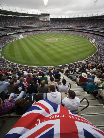 Melbourne Cricket Ground, Mcg, Australia, Union Jack With Supporters At England Match by John Gollings Pricing Limited Edition Print image
