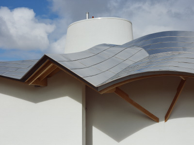 Maggie's Centre, Ninewells Hospital, Dundee, Scotland, Roof And Tower Behind, Archit, Frank O Gehry by Keith Hunter Pricing Limited Edition Print image