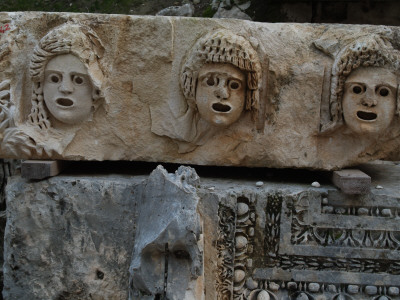 Frieze Of Stone Masks From Ancient Theatre, Myra by Natalie Tepper Pricing Limited Edition Print image