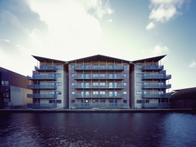 Union Wharf Housing, Daylight View Across Canal, Yurky Cross Chartered Architects by Peter Durant Pricing Limited Edition Print image