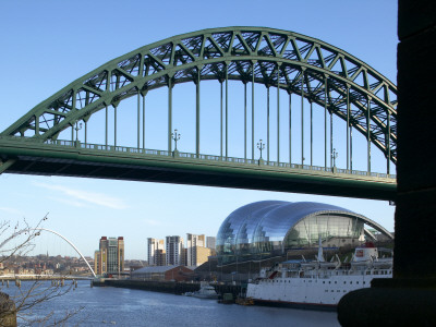 The Sage Gateshead, Gateshead, Newcastel Upon Tyne, England, The Sage Framed By The Tyne Bridge by Richard Bryant Pricing Limited Edition Print image