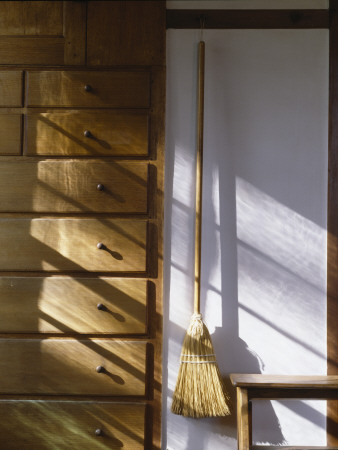 Hancock Shaker Village, Massachusetts, The Dwelling House, Built-In Storage Drawers And Flat Broom by Richard Bryant Pricing Limited Edition Print image