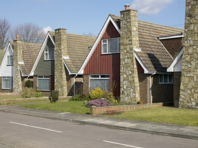 Suburban Housing, Sunbury On Thames, London, Street Of Detached Houses by Tim Mitchell Pricing Limited Edition Print image