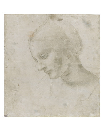 Tête De Jeune Femme, De Profil À Gauche, Et Croquis D'un Homme En Buste by Léonard De Vinci Pricing Limited Edition Print image