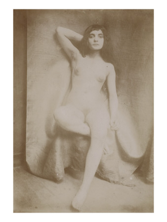 Femme Nue Assise, De Face, Jambe Droite Pliée, Bras Droit Derrière La Tête by François-Rupert Carabin Pricing Limited Edition Print image