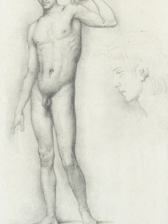 Feuille D'études Représentant Une Académie D'adolescent Et Un Visage De Profil by Gustave Moreau Pricing Limited Edition Print image