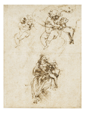 Etude Pour La Vierge Et L'enfant Avec Un Chat by Leonard De Vinci Pricing Limited Edition Print image