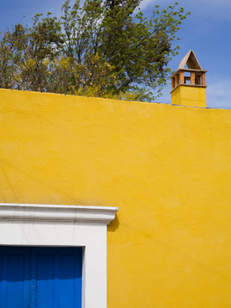Blue Door On A Yellow Wall, San Miguel De Allende, Guanajuato State, Mexico by Julie Eggers Pricing Limited Edition Print image