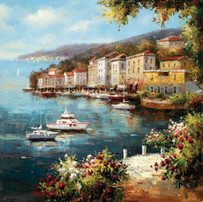 Mediterranean Yacht Harbor by Peter Bell Pricing Limited Edition Print image