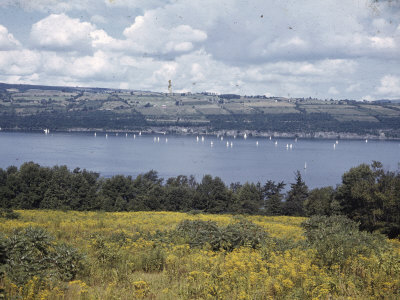 Sailboats Crowd Seneca Lake During A Race by Howell Walker Pricing Limited Edition Print image