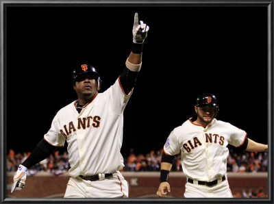 Texas Rangers V San Francisco Giants, Game 1: Juan Uribe, Cody Ross by Ezra Shaw Pricing Limited Edition Print image
