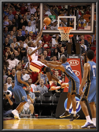 Washington Wizards V Miami Heat: Joel Anthony And Hilton Armstrong by Mike Ehrmann Pricing Limited Edition Print image