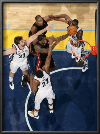 Miami Heat V Memphis Grizzlies: Lebron James, Rudy Gay, Marc Gasol And Darrell Arthur by Joe Murphy Pricing Limited Edition Print image