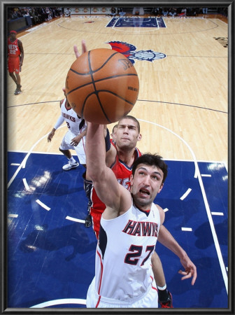 New Jersey Nets V Atlanta Hawks: Zaza Pachulia And Brook Lopez by Scott Cunningham Pricing Limited Edition Print image