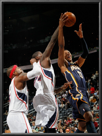 Indiana Pacers V Atlanta Hawks: Josh Smith, Marvin Williams And Danny Granger by Kevin Cox Pricing Limited Edition Print image