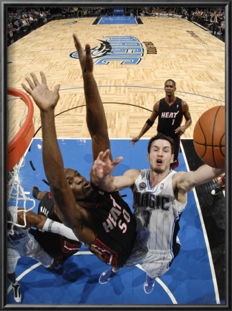 Miami Heat V Orlando Magic: Joel Anthony And J.J. Redick by Fernando Medina Pricing Limited Edition Print image