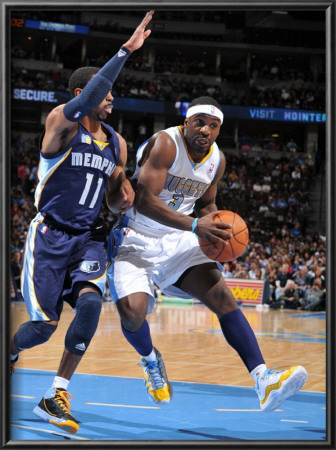 Memphis Grizzlies V Denver Nuggets: Ty Lawson And Mike Conley by Garrett Ellwood Pricing Limited Edition Print image