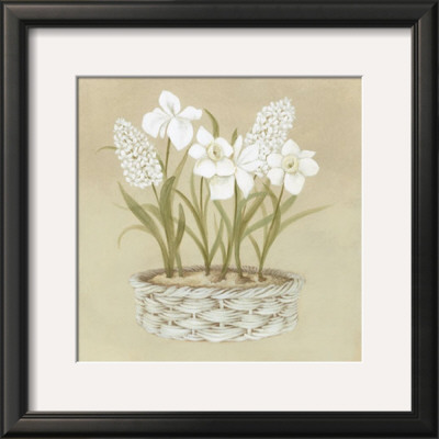 White Flowers In Basket by Lucciano Simone Pricing Limited Edition Print image