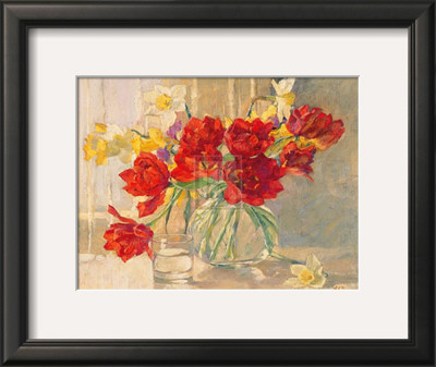 Red Tulips And Daffodils by Valeri Chuikov Pricing Limited Edition Print image