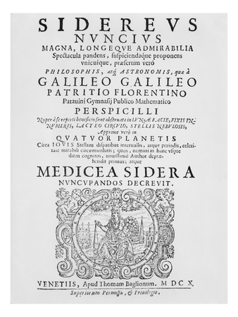 Frontispiece To 'Sidereus Nuncius' By Galileo Galilei, 1610 by Italian School Pricing Limited Edition Print image
