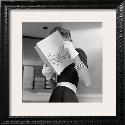 Model Jean Patchett Modeling Cheap White Touches That Set Off Expensive Black Dress by Nina Leen Pricing Limited Edition Print image