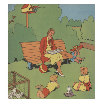 Mother Reads To Us In The Park by Constance Heffron Pricing Limited Edition Print image