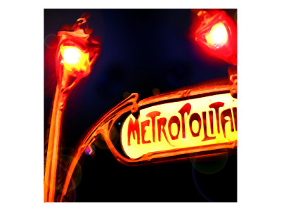 Antique Metro Sign Night, Paris by Tosh Pricing Limited Edition Print image