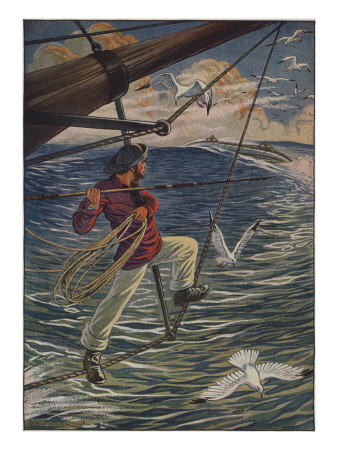 Illustration Of Canadian Brandishing Harpoon by Milo Winter Pricing Limited Edition Print image