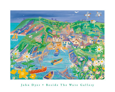 Moon Daisies And Fishermen Port Loe by John Dyer Pricing Limited Edition Print image
