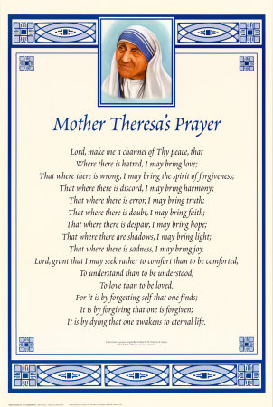 Mother Theresa, Taken From A Prayer Written By St. Francis Of Assisi by Mike Bennett Pricing Limited Edition Print image