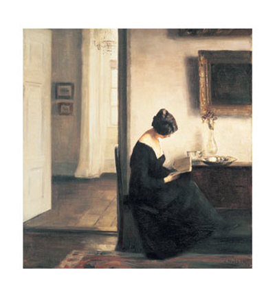 Woman Reading In An Interior by Carl Holsoe Pricing Limited Edition Print image