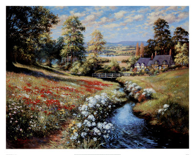 English Cottage Garden by Bernard Willington Pricing Limited Edition Print image