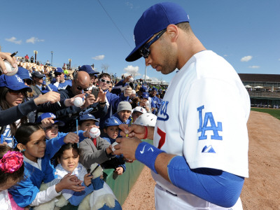 Los Angeles Angels Of Anaheim V Los Angeles Dodgers, Phoenix, Az - February 27: James Loney by Harry How Pricing Limited Edition Print image