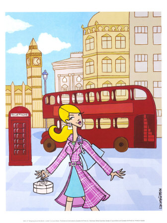 Shopping Around The World, London by Laura Gibson Pricing Limited Edition Print image