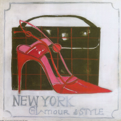 Ny Glamour And Style, Black/Red Shoe by Marina Addison Pricing Limited Edition Print image