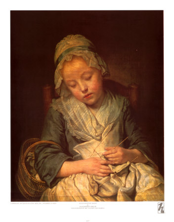 Young Knitter Asleep by Jean-Baptiste Greuze Pricing Limited Edition Print image