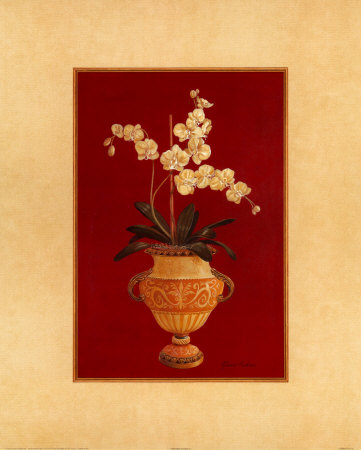 Orchids On Red I by Gloria Eriksen Pricing Limited Edition Print image