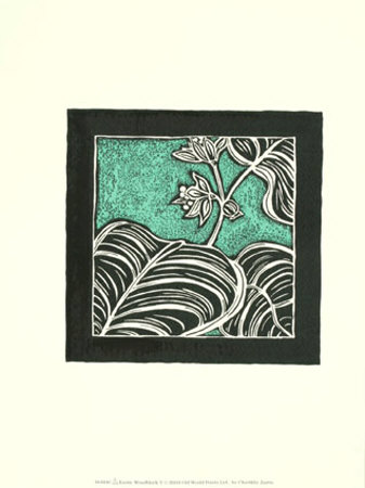 Exotic Woodblock In Aqua V by Chariklia Zarris Pricing Limited Edition Print image
