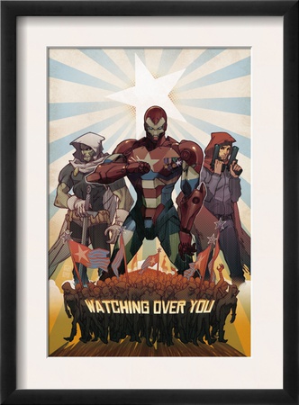 Avengers: The Initiative #26 Cover: Iron Patriot, Task Master And The Hood Fighting by Matteo De Longis Pricing Limited Edition Print image