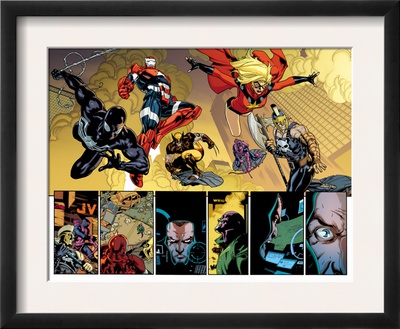 New Avengers #56 Group: Spider-Man, Iron Patriot, Wolverine, Ms. Marvel, Ares And Hawkeye by Stuart Immonen Pricing Limited Edition Print image