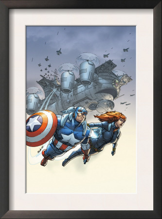 Marvel Team-Up #6 Cover: Black Widow And Captain America Swinging by Scott Kolins Pricing Limited Edition Print image